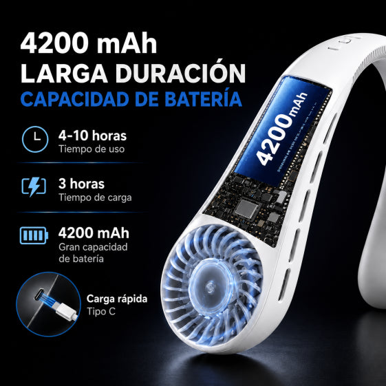 Ventilador de Cuello sin Aspas – Manos Libres, Silencioso y Recargable